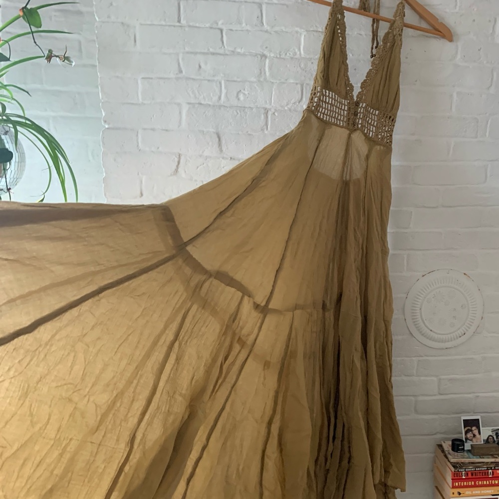 Free People Beach Extratropical Santa Maria Paradiso Maxi Green Halter Dress